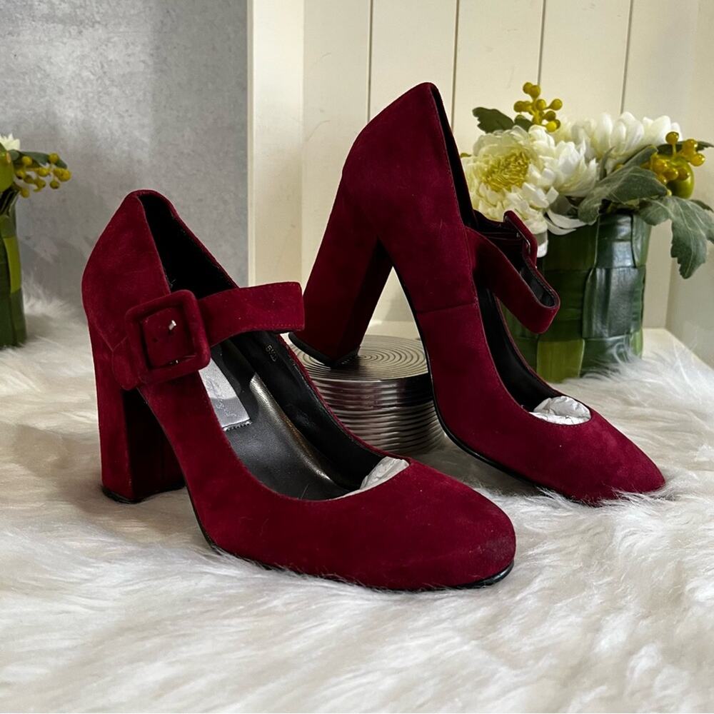 NEW Spiegel Vintage Y2K Suede Mary Jane Buckle Strap High Heel Pumps 5.5 NWOB - Picture 10 of 14